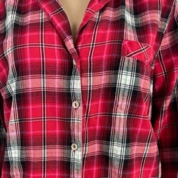 Victoria’s Secret Plaid Pajama Set Size Medium Night Shirt And Pants - Picture 6 of 12